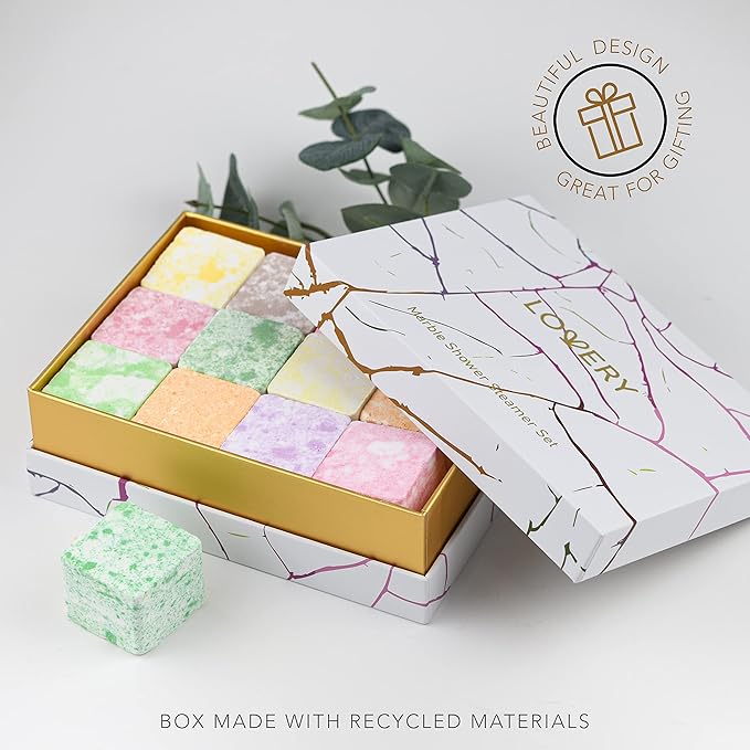 Aromatherapy Shower Steamers, Variety Pack of 12 Shower Bombs, Natural Scented Marble Shower Tablets, Birthday, Relaxing Gift Ideas for Women & Men, Essential Oil Bath Bomb Eucalyptus More