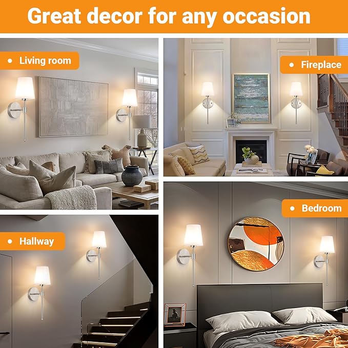 Battery Operated Wall Sconces Set Of 2, Wireless Battery Wall Light With 10000mAh RGB Rechargeable Magnetic Bulb, Rechargeable Wall Sconce With Remote Control For Bedroom, No Electrician Required - Bloomnest