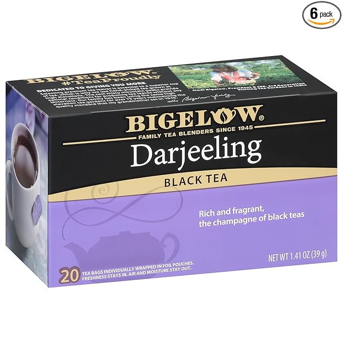 Bigelow Tea Darjeeling Black Tea, Caffeinated Tea, 20 Count Box (Pack of 6), 120 Total Tea Bags - Bloomnest