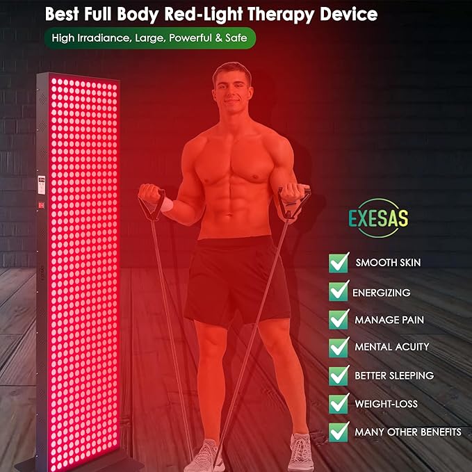 Red Light Therapy Device for Full Body, 630nm, 660nm, 810nm & 850nm, Near Infrared Dual-Chip Clinical Grade LED Panel for Smooth Skin, Weight & Pain Management and Overall Wellness (3000-Watt 600-LED) EXESAS