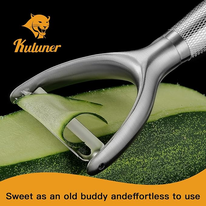KULUNER Y-Type Vegetable Peeler, Silver Chrome Finish, 304 Stainless Steel Blade, Ultra Sharp Potato Peeler for Apples, Carrots, Heavy Duty Kitchen Peeler - Bloomnest
