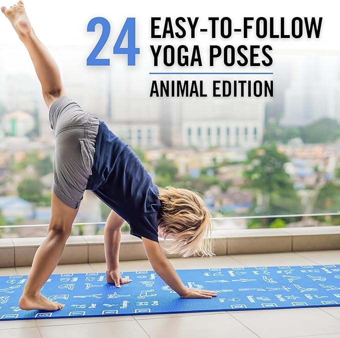 Plyopic Kids Yoga Mat - Non-Slip Lightweight TPE Exercise Mat - Ideal for Boys & Girls (Ages 3-12), Toddlers & Children in Kindergarten, Preschool, School. PVC Free. 6mm Thick. Carry Strap - Bloomnest