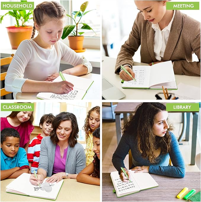 feela 24 Pack Journal Notebook Bulk for Work, Business Notebook Hardcover Lined Writing Journal with Pen Holder for Men Women Note Taking, with 24 Black Pens, 120 GSM, 5.1”x8.3”, A5, Green - Bloomnest