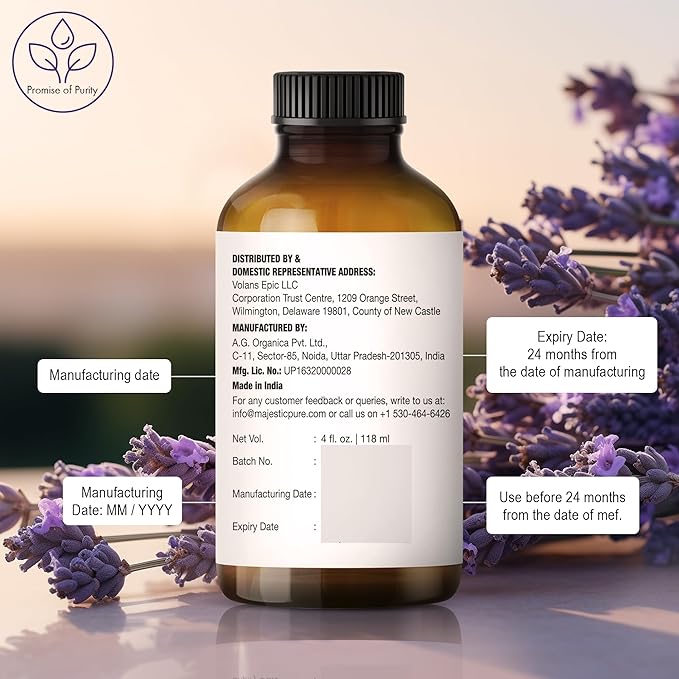 Majestic Pure Lavender Essential Oil with Glass Dropper - 4 Fl Oz Pack of 2-100% Pure and Natural Lavender Oil - Premium Grade Essential Oils for Diffuser, Aromatherapy, Soap and Candle Making - Bloomnest