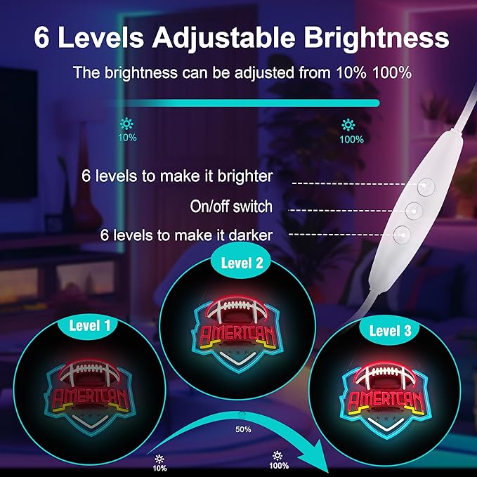 Rugby Neon Sign,Innovative Integral Forming Process,With Dimmable Switch For All Holiday Party and Home Decoration - Bloomnest