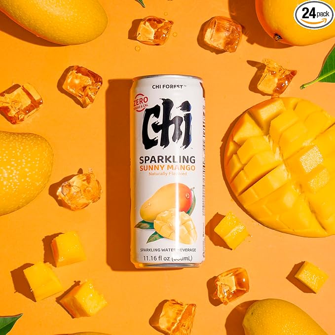 CHI FOREST Mango Sparkling Water Beverage, Zero Sugar Drinks, Zero Artificial Flavor, 11.16 fl oz Cans (Pack of 24) - Bloomnest