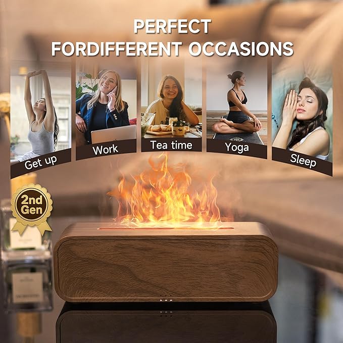 Sound Reactive Flame Air Diffuser Humidifier,7 Colors Aromatherapy Essential Oil Diffuser,Ultrasonic Aroma Humidifier with Timer for Home,Bedroom,Office,Yoga - Bloomnest