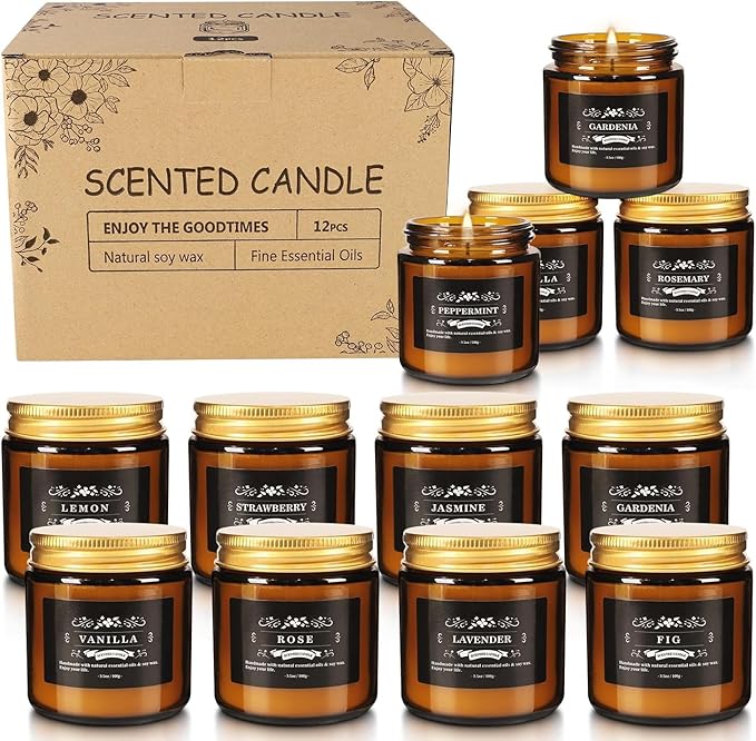 12 Pcs Scented Candles with Added Natural Essential Oils, 3.05oz, Suitable for Various Festivals, Parties, Yoga, and Home Scene - Bloomnest