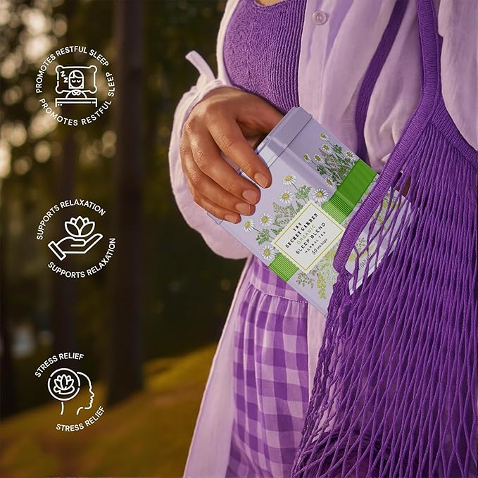 Life Plus Style Gourmet The Secret Garden Sleep Tea USDA Organic Chamomile Peppermint & Fennel Blend Caffeine-Free Non-GMO Gluten-Free Promotes Peaceful Sleep & Relaxation 50 Tea Bags in Gift Tin - Bloomnest