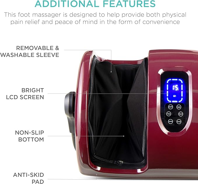 Best Choice Products Heated Shiatsu Foot Massager for Pain Relief, Plantar Fasciitis, Neuropathy, Blood Circulation w/Compact Design - Burgundy - Bloomnest