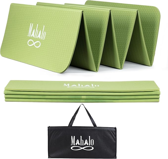 Foldable Yoga Mat + Carry Bag, 6mm 7-fold Workout Mat, Easy to Store, Anti-Slip Folding Exercise Mat for Yoga, Pilates, Home Workouts, and Floor Exercises - Bloomnest