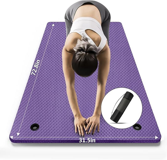LFS Yoga Mat 72.8" x 31.5" x 2/5 inch Thick With Strap and Bag, Extra Wide Workout Mat for Women and Men, Non Slip Exercise Mat for Home Outdoor Yoga, Pilates, Stretching, Floor & Fitness Workouts - Bloomnest