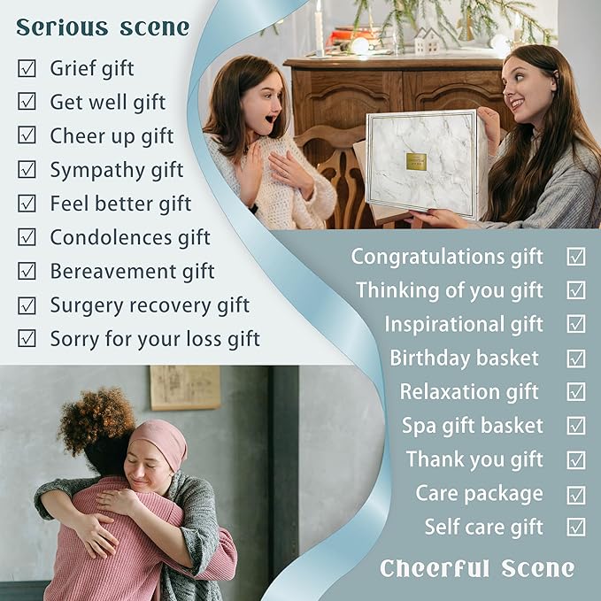 Get Well Soon Gift Baskets For Women,12PC Get Well Gifts for Women After Surgery,Birthday,Care Package,Grief,Sympathy Gifts,Condolences Gift Basket (cerulean) - Bloomnest