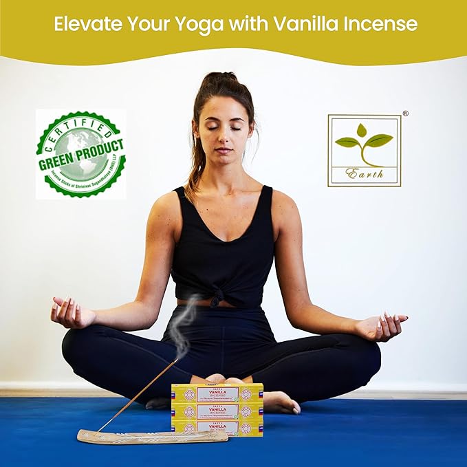 Satya Vanilla Incense Sticks - Bng 15gmx12 Pack With Raajsee Incense Holder Bundle - Nagchampa Natural - Bloomnest