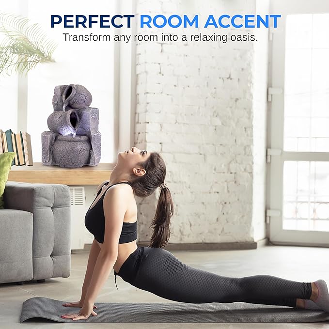 SereneLife Tabletop Water Fountain, Home Decor Soothing Sound Machine with Automatic Pump, Zen Relaxing Decor for Meditation, Perfect Holiday Thanksgiving Christmas Gift, 10.6" Tall