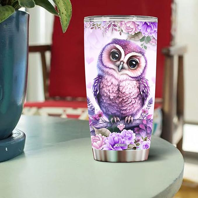 Personalized Owl Tumbler Customized Name Owls Mug Gifts For Men Women Custom Water Bottle Cups 20oz Gift For Girls Valentine Birthday Christmas Insulated Stainless Steel Coffee Cup With Lid - Bloomnest