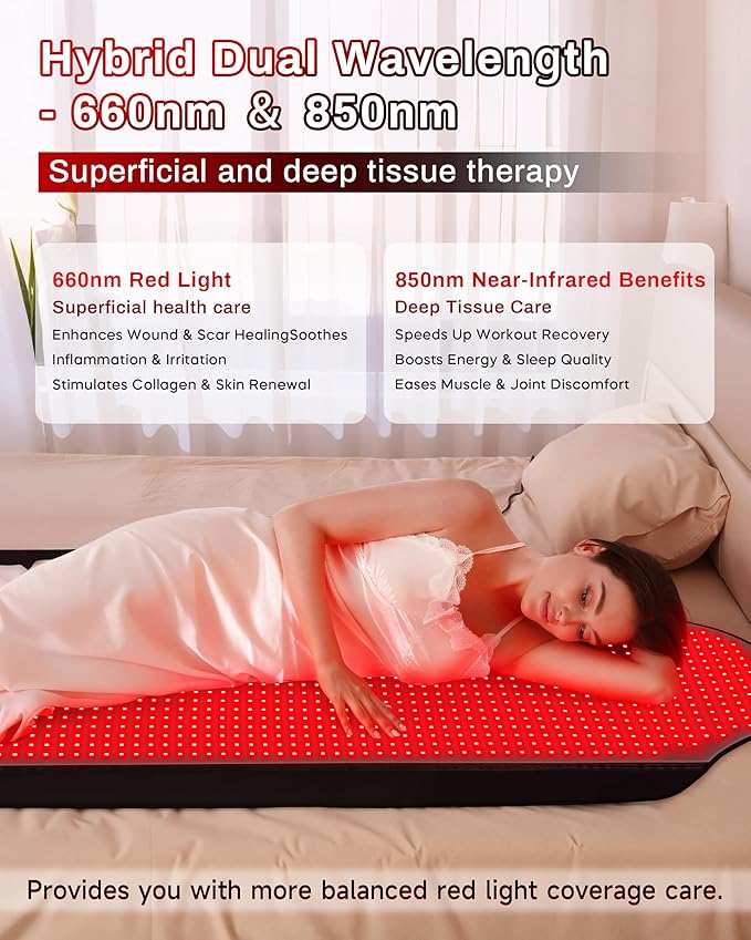 72"x33.3" Medical-Grade TPU Red Light Therapy Mat for Full Body Pain Relief, FSA&HSA Eligible Infrared Light Therapy Blanket for Home Use (Black) KAOUDT-BestRedLightTherapyDevices
