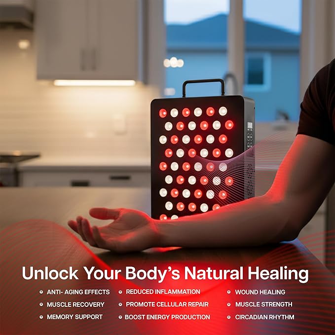 Life Finds 9 x 13 inch Red Light Therapy Panel Lamp for Skin and Muscles, Near Infrared Treatment, 60-LEDs, 78W, 5 Wavelength Modes, 217 Irradiance, Remote Control, LF-RL16 LifeFinds