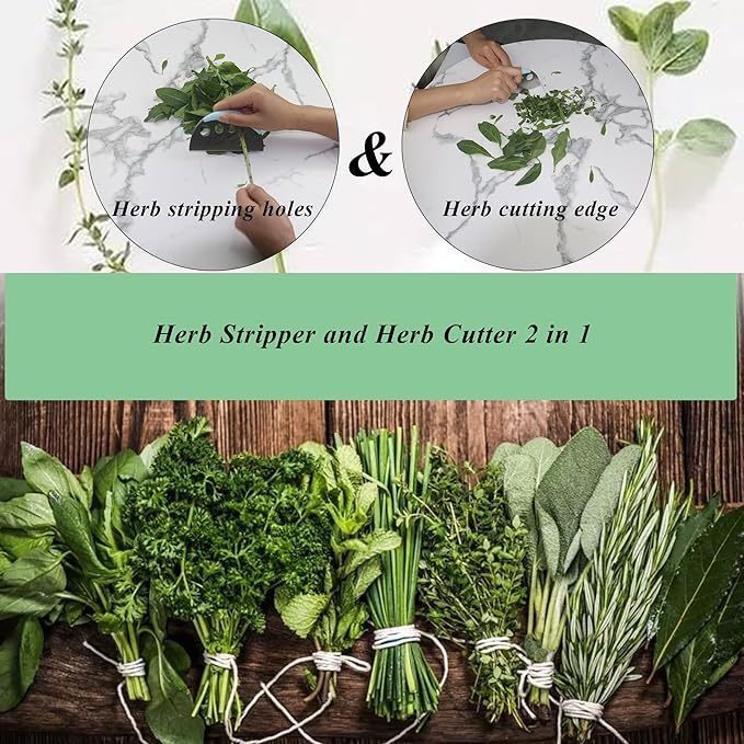 Herb Stripper and Herb Cutter 2 in 1,Herb Stripping Tool Herb Chopper Cilantro Chopper Best Kitchen Gadgets Presents for RV Owners Campers Chefs and Cooking Lovers,1PCS,Blue,Stainless Steel - Bloomnest
