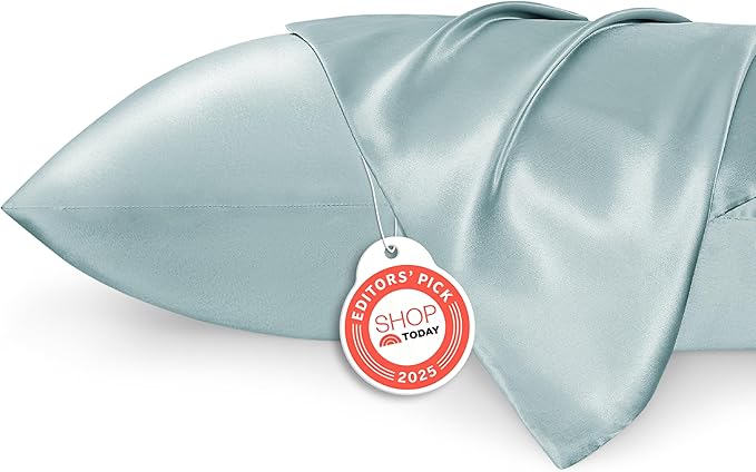 Bedsure Satin Pillowcase 2 Pack Similar to Silk Pillow Cases Standard Size, Pillow Case for Sleeping Women with Envelope Closure, Gifts for Women Men, Light Turquoise, 20x26 Inches, 2pcs - Bloomnest