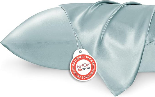 Bedsure Satin Pillowcase 2 Pack Similar to Silk Pillow Cases Standard Size, Pillow Case for Sleeping Women with Envelope Closure, Gifts for Women Men, Light Turquoise, 20x26 Inches, 2pcs - Bloomnest