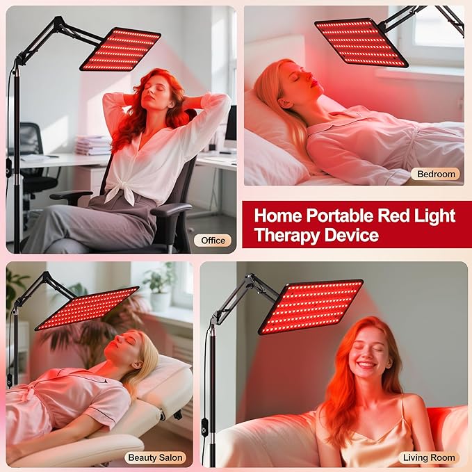 Morfone Red Light Therapy for Body Face - Tri-Wavelength (660nm, 850nm, 940nm) LED Infrared Light Therapy Lamp Panel with Adjustable Stand, Protective Glasses for Home Use, Gift for Women Girl, M Morfone