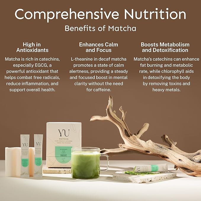 Yu Tea Organic Decaf Matcha Powder Ceremonial Grade, 50 Servings | Rich in Antioxidants & L-Theanine, Low Caffeine | Unsweetened Grade A Japanese Green Tea Powder | Resealable Pouch, 2.65 oz - Bloomnest
