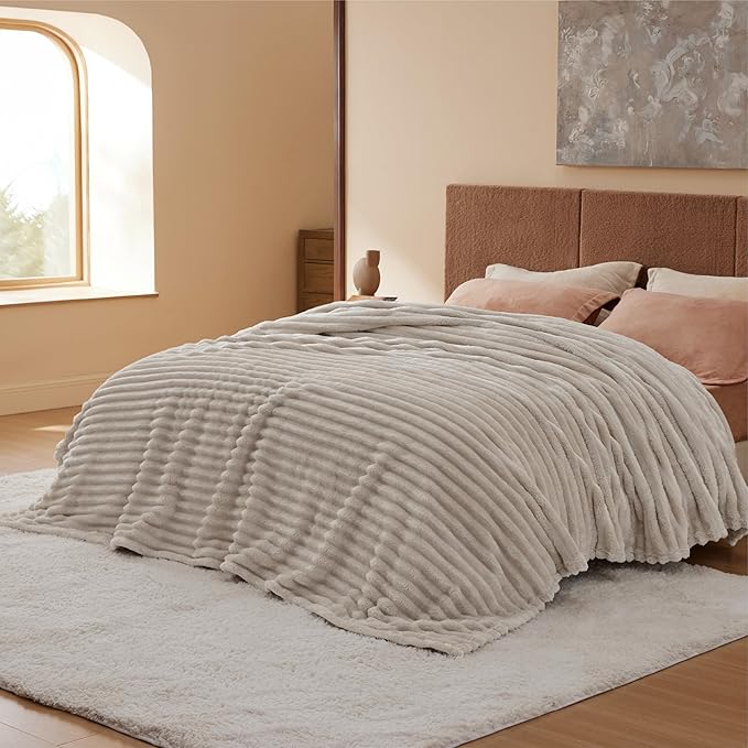 Bedsure GentleSoft King Size Blanket for Bed - Cozy Soft Blankets for Women, Cute Large Fleece Throws for Girls, Linen, 108x90 Inches - Bloomnest
