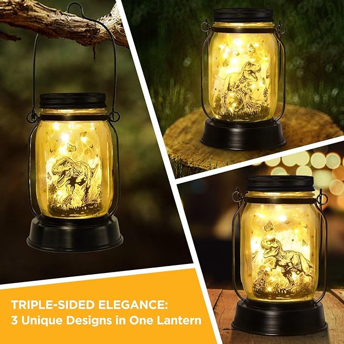 Dinosaur Gifts for Women/Men Tyrannosaurus Rex Lovers Solar Lantern Mom Birthday, Mothers Day, Christmas Gifts, Solar Tyrannosaurus Rex Garden Decoration Outside for Yard, Patio,Backyard,Porch, Torche - Bloomnest