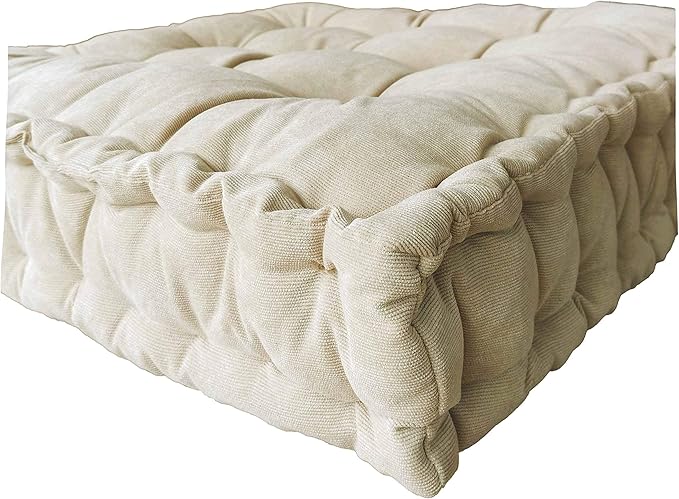 Verpert Floor Pillow 25x25 Inch,Square Meditation Cushion Floor Seating for Adults,Oversized Tufted seat Cushion Reading Nook for Kids, Yoga Meditation Pillow for Sitting on Floor, (Beige)
