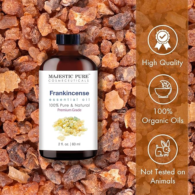 Majestic Pure Frankincense Essential Oil with Glass Dropper - 2 Fl Oz - 100% Pure and Natural Frankincense Oil - Premium Grade Essential Oils for Diffuser, Aromatherapy, Soap and Candle Making - Bloomnest