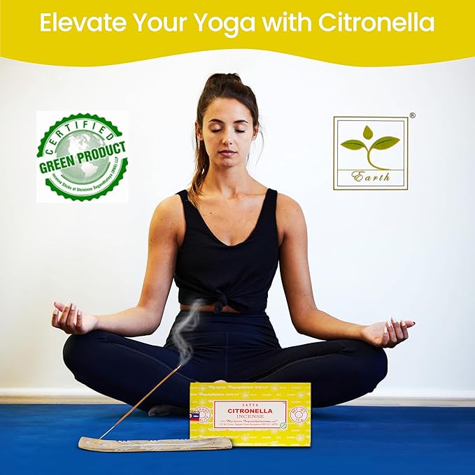 Satya Citronella Incense Sticks, Satya Bng Insenses 15gmx12 Pack with Raajsee Incense Holder Bundle, Satya Nagchampa Natural Incense - Bloomnest