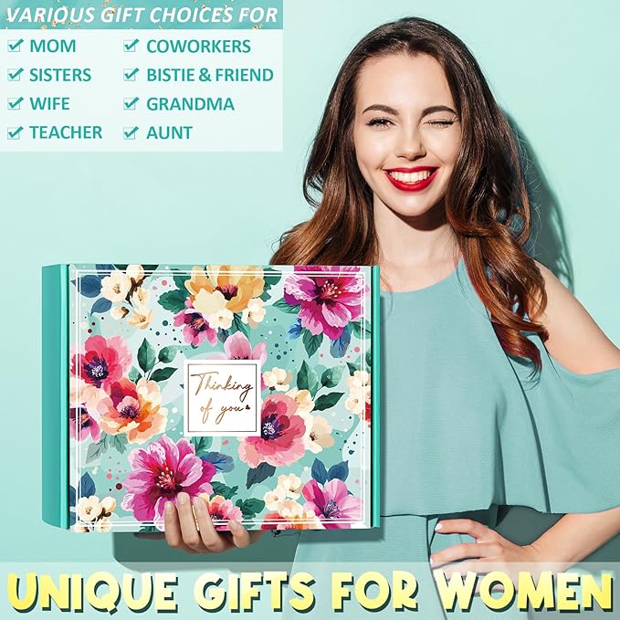 Birthday Gifts for Women Self Care Get Well Soon Gifts, Ocean Relaxing Spa Gift Box Care Package Basket w/ Luxury Flannel Blanket 40 oz Tumbler, Valentines Day Gift for Mom Her Wife Girlfriend Sister