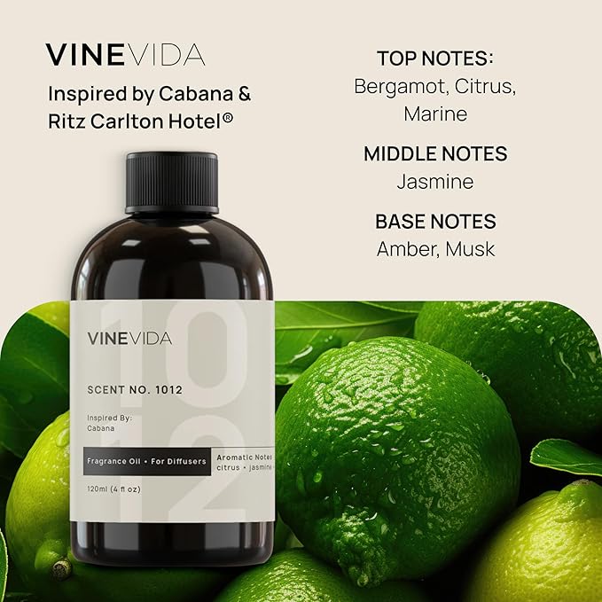 VINEVIDA [4 Fl Oz] Luxury Hotel Scent Diffuser Oil - Scent No.1012 Inspired by Ritz Carlton Hotel, Fragrance for Cold Air Diffuser, Home Luxury Scents, Scents Collection Essential Oil for HVAC VINEVIDA
