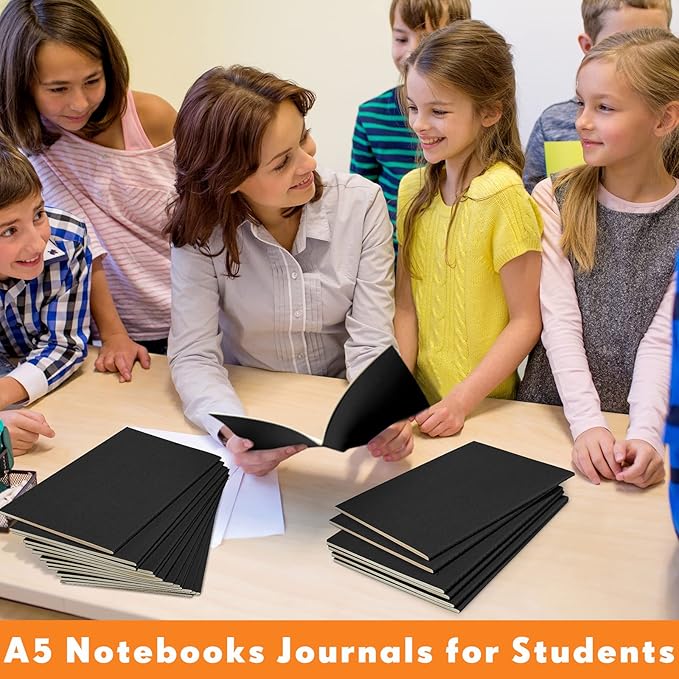 Mimorou 100 Pcs Journals Notebooks Bulk - Kraft Softcover A5 Small Notebooks 5.5 Inch x 8.3 Inch Notepads with 60 Page 30 Sheet for Writing Sketch Travel Office Supplies(Black,Unlined) - Bloomnest