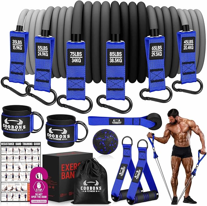 Heavy Resistance Bands for Working Out, 300LBS Exercise Bands with Handles, Workout Bands for Men, Weight Fitness Bands Set for Muscle Training, Strength, Slim, Yoga, Home Gym Equipment - Bloomnest
