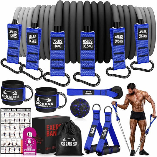 Heavy Resistance Bands for Working Out, 300LBS Exercise Bands with Handles, Workout Bands for Men, Weight Fitness Bands Set for Muscle Training, Strength, Slim, Yoga, Home Gym Equipment - Bloomnest
