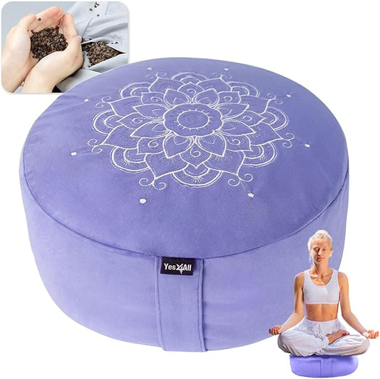 Yes4All Meditation Cushion, Floor Pillow Foam Zafu Buckwheat, Mandala Pattern Yoga Meditation Bolster Pillows, Floor Cushions - Bloomnest
