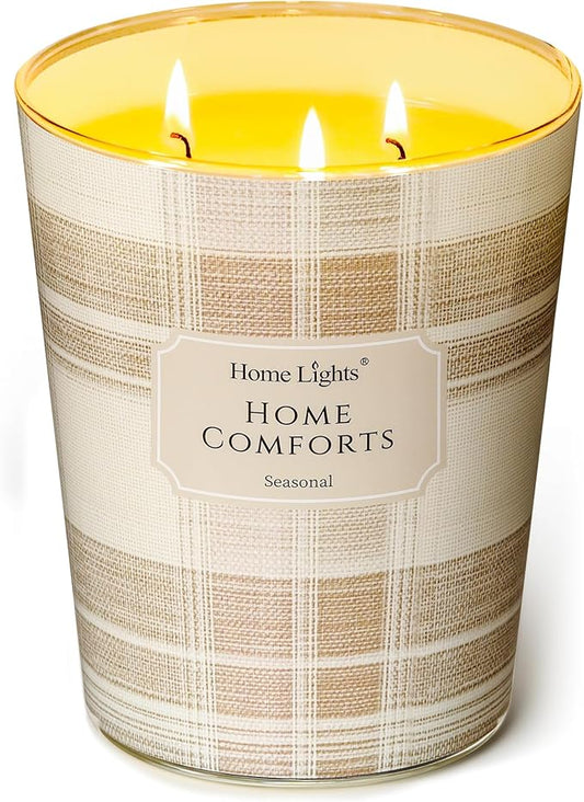 HomeLights Home Comforts Scented Candles | 34oz Soy Candles Rustic Modern 3-Wick Large Candle Jars | Ideal Candle Gifts for Events, Home Decor Stress, Relief & Relaxation - Bloomnest