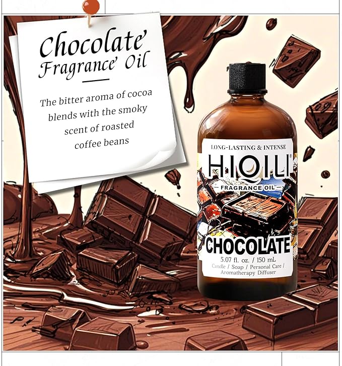 HIQILI Chocolate Fragrance Oil for DIY Candle, Soap & Bath Salts Making, Long Lasting Scents for Home Essential Oil Diffuser - 5.07 Fl Oz - Bloomnest
