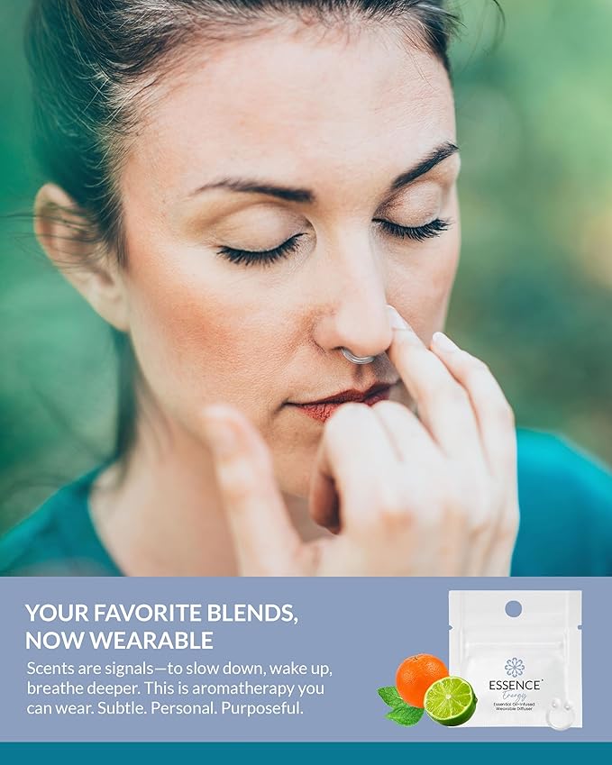 Essence Wearable Aromatherapy Nasal Diffuser – Energy Blend Essential Oil Nose Ring – Personal Scent Clip for Travel, Work & Everyday Use – Made in USA - Bloomnest