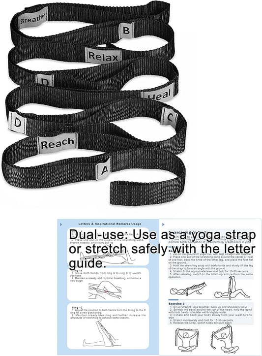 Stretching Strap Yoga Strap with 10 Loops, Non-Elastic Stretch Band for Physical Therapy, Flexibility, Exercise, Pilates, Dance & Gymnastics Workout - Bloomnest