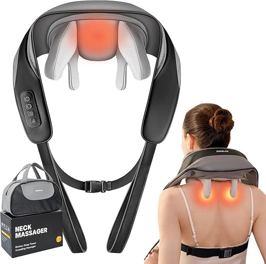 Neck Massager for Pain Relief Deep Tissue, Shiatsu Neck and Back Massager With Heat, Electric Massage Pillow for Shoulder Leg Body Muscle Pain Relief, Gifts For Women Men Mom Dad (Black【with bag】) - Bloomnest