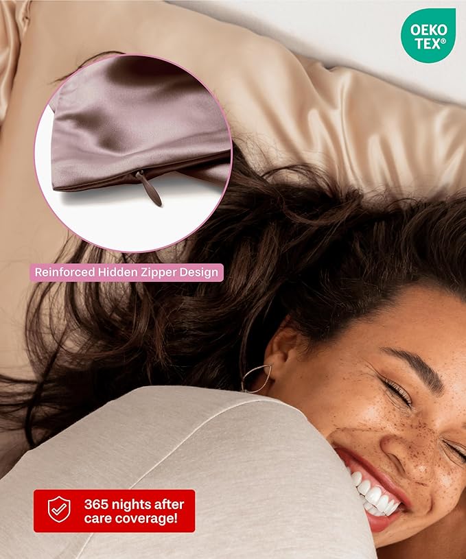 SUNDAYSILKS™ 100% Mulberry Silk Pillowcase, Silk Pillow Cases for Hair & Skin, Superior to Satin Pillowcase, with Zipper, Standard, Queen, King Sizes, Anti-Wrinkle, Cooling, Non-Slip Silk Pillowcases - Bloomnest