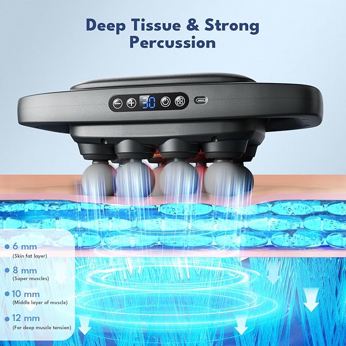 VTT 8-Head Massage Gun, Deep Tissue Back Massager, Electric Handheld Massager for Back, Shoulders, Legs, Muscle Pain Relief, Ideal Gifts for Women, Men, Mom, and Dad - Bloomnest