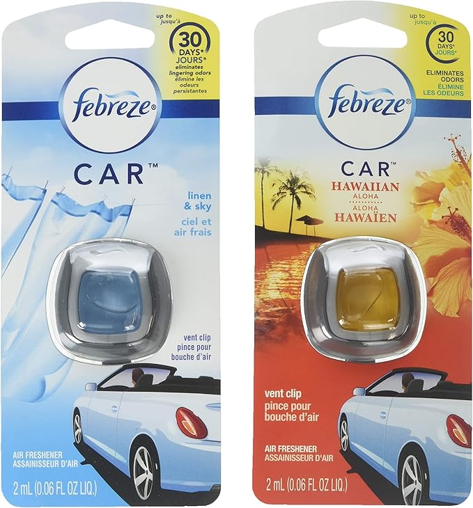 Febreze Car Vent Clip Air Freshener, Hawaiian Aloha 4 Pack - Bloomnest