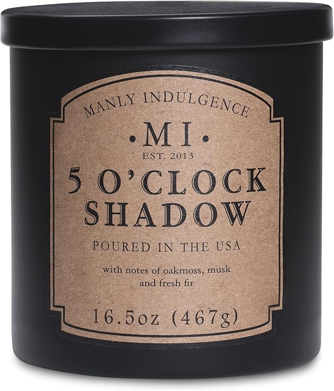 Manly Indulgence 5 O'Clock Shadow Scented Candles for Men, 16.5 oz Single Wick, Premium Soy Blend Wax, 60H Burn, Candles for Home Scented – Made in The USA - Bloomnest
