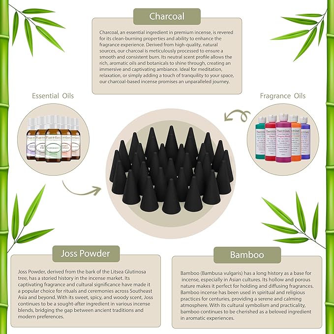 Palo Santo Charcoal Incense Cones 1" TOPFLOW - 50 Pack - Natural Scented Cones Handmade Hand Dipped PlantGuru