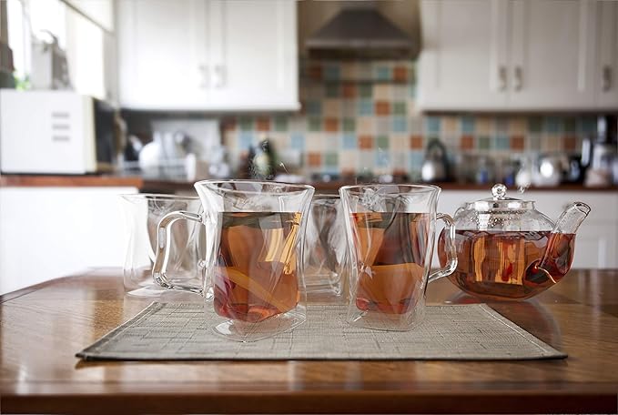 40 Oz Unique Glass teapot Set with 4 double wall insulated Cups, Tea Kettles for Stovetop With Infusers For Loose Tea, Perfect Mom Gift - Bloomnest
