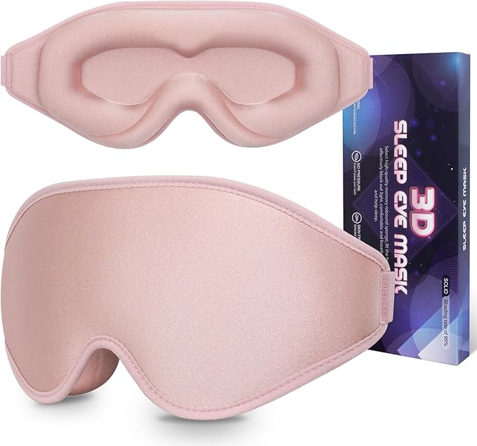Sleep Mask 3D Eye Mask for Sleeping 100% Light Blocking Eye Covers with Adjustable Strap Night Blindfold for Women Memory Foam Pink - Bloomnest